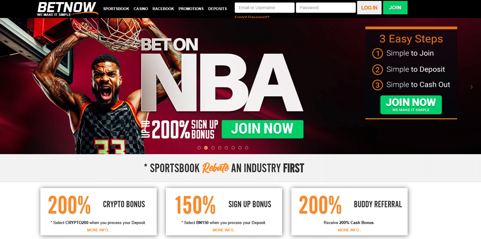 BetNow front page 2025 - main menu and bonus showed BetNow - online sports betting