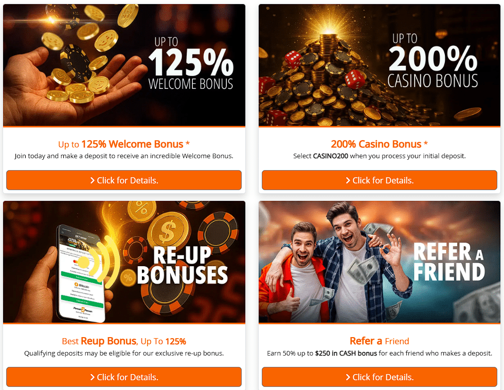 Screenshot of BetNow promotions and bonuses  BetNow promotions - best offshore sportsbooks